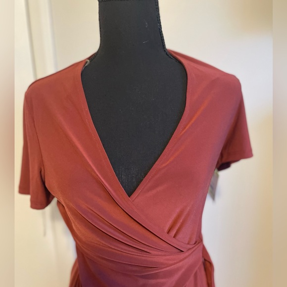 🆕🌟 Anne Klein Solid Wrap Dress - Picture 2 of 10